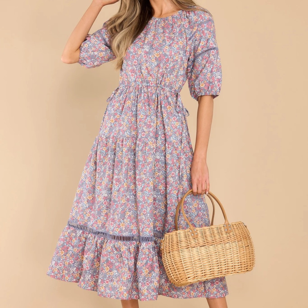 Purple Flower Print Dress